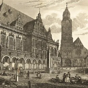 Town Hall, Roland am Marktplatz and the Romanesque St