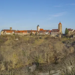 Town in Southern Germany named Waldenburg at evening time Town in Southern Germany named Waldenburg at evening time