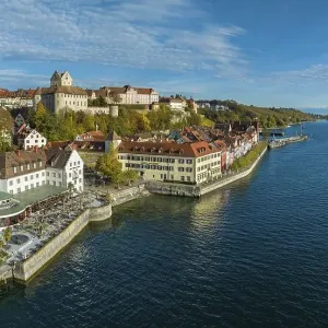 Town view of Meersburg with lakeside promenade