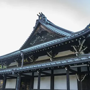 Traditional Japanese temple with ornate roof Traditional Japanese temple with ornate roof