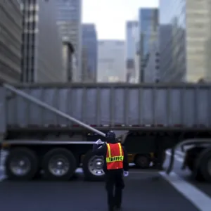 Traffic cop controlling the traffic