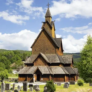 Travel to Norway in summer. The oldest and most beautiful church in Norway in Heddal