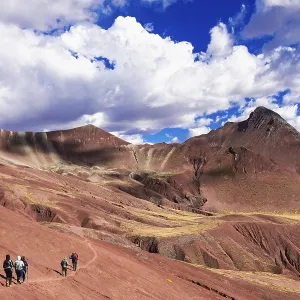 Trekking group in the Rainbow Mountains Trekking group in the Rainbow Mountains