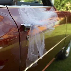 Tulle netting, veil tied to a Cadillac, wedding Tulle netting, veil tied to a Cadillac, wedding