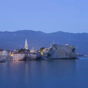 Twilight time at the place of Old City of Budva