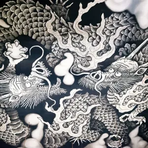 Twin Dragon Painting, ceiling painting by artist Koizumi Junsaku