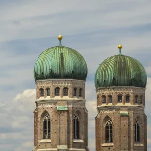 Twin Towers of Frauenkirche Church on Summer Day