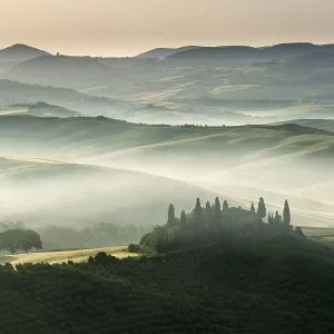 Typical green Tuscan landscape in Val d'Orcia