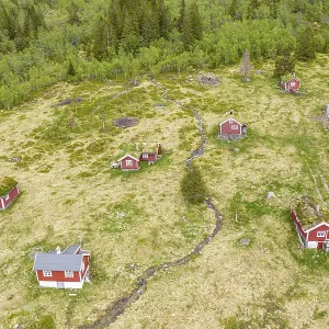 Typical norwegian red and white holiday cottages Typical norwegian red and white holiday cottages
