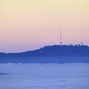 Uetliberg with transmission tower over the sea of fog Uetliberg with transmission tower over the sea of fog