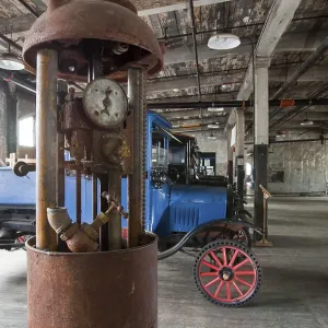 An unrestored 1918 Wayne Model 276 gasoline pump at The Ford Piquette Avenue Plant