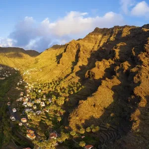 Upper valley of Valle Gran Rey in the evening light Upper valley of Valle Gran Rey in the evening light