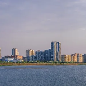 Urban landscape of commuter town on river bank in Kazan Urban landscape of commuter town on river bank in Kazan