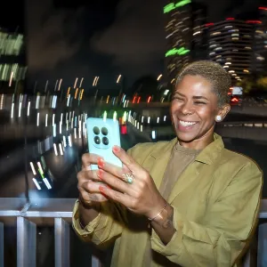 Urban Nighttime Smartphone Selfie Print