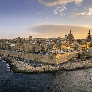 Valletta, Malta aerial drone view at old town at sunset Valletta, Malta aerial drone view at old town at sunset