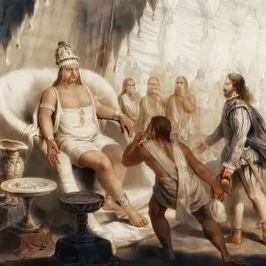 Vasco da Gama presenting a letter from the King of Portugal to the Samudrin von Calicut Vasco da Gama presenting a letter from the King of Portugal to the Samudrin von Calicut