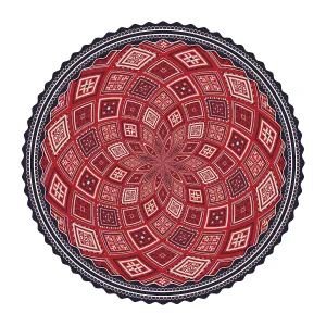 Vector round design element with traditional Russian embroidery symbols
