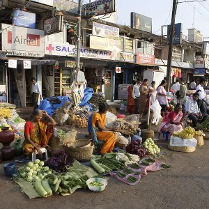 Gemüsehändler, Markt von Mapusa, Goa, Indien. Gemüsehändler, Markt von Mapusa, Goa, Indien.