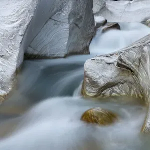 The Verzasca mountain river, rocky landscape The Verzasca mountain river, rocky landscape
