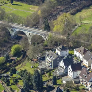 Viaduct bicycle path Rhenish donkey across railway road
