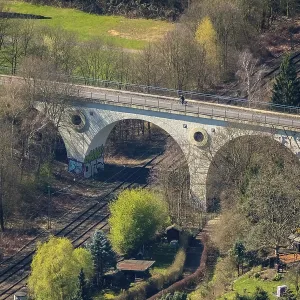 Viaduct bicycle path Rhenish donkey across railway road