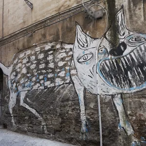 Vicious dog, mural in the historic centre Vicious dog, mural in the historic centre