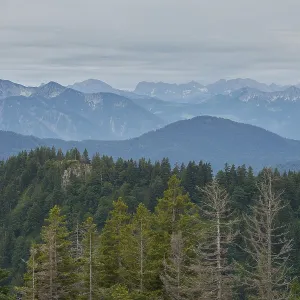 View of the Alps from the summit station of the Brauneck cable car
