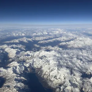 View from an altitude of 11000 metres to the GroBglockner massif in the centre of the picture in the Eastern Alps View from an altitude of 11000 metres to the GroBglockner massif in the centre of the picture in the Eastern Alps