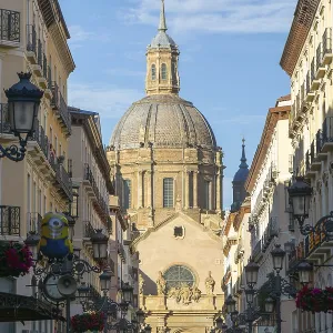 View of Basilica of Our Lady of the Pillar cathedral church from Calle de Alfonso I View of Basilica of Our Lady of the Pillar cathedral church from Calle de Alfonso I