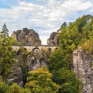 View of Bastei bridge, Bastei, Elbe Sandstone Mountains View of Bastei bridge, Bastei, Elbe Sandstone Mountains