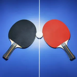 Top view black and red table tennis racket Top view black and red table tennis racket