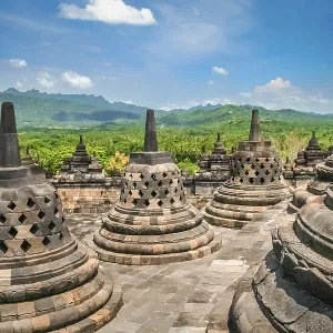 View of Borobudur temple in Jawa in Indonesia View of Borobudur temple in Jawa in Indonesia