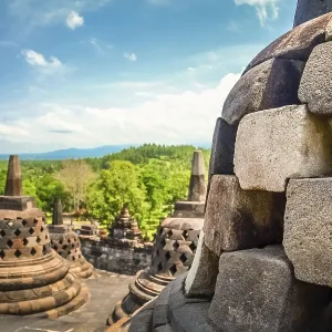 View of Borobudur temple in Jawa in Indonesia
