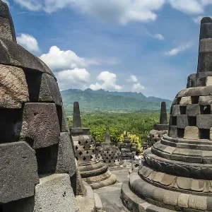 View of Borobudur temple in Jawa in Indonesia View of Borobudur temple in Jawa in Indonesia