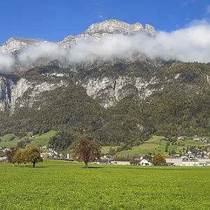 View of the Churfirsten with a band of clouds