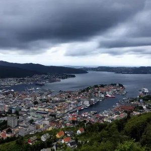 View of the city center of Bergen in Norway