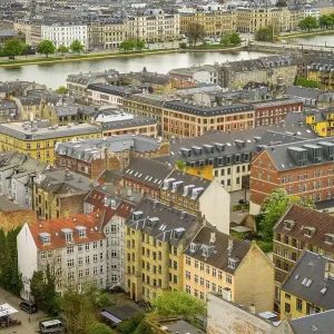 View of the city with typical houses View of the city with typical houses