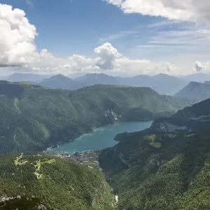 View from the Croz dellAltissimo peak (2339 m) on Lake Lago di Molveno Molveno View from the Croz dellAltissimo peak (2339 m) on Lake Lago di Molveno Molveno