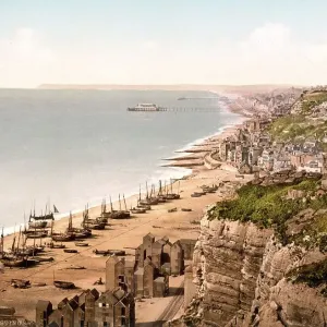 East Cliff Hastings Print, 19th century reproduction East Cliff Hastings Print, 19th century reproduction