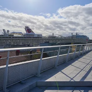 View from the event terrace More og Romsdal Art Centre to cruise ship