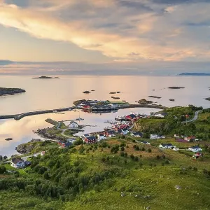 View of the fishing village of Sto in the evening View of the fishing village of Sto in the evening