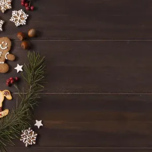 Top view of gingerbread cookies selection for christmas with copy space