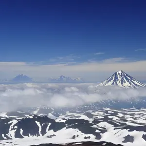 View from the Gorely volcano to the Tolmachev Dol and Opala volcanoes