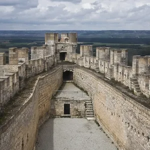 View from the keep halfway up into the western inner courtyard View from the keep halfway up into the western inner courtyard