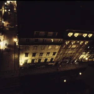 View of Lisbon at Night Print, Elevador de Santa Justa
