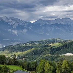 View of Innsbruck and the mountains of the Innsbruck Nordkette