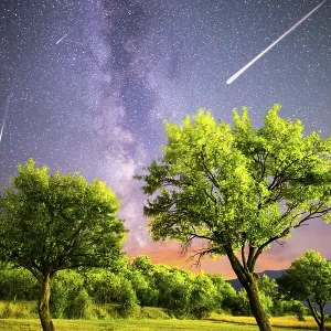 A view of a Meteor Shower and the Milky Way