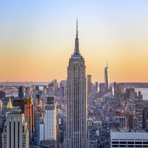View of Midtown and Downtown Manhattan and Empire State Building from Top of the Rock Observation Center at sunset View of Midtown and Downtown Manhattan and Empire State Building from Top of the Rock Observation Center at sunset