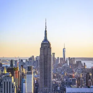 View of Midtown and Downtown Manhattan and Empire State Building from Top of the Rock Observation Center at sunset View of Midtown and Downtown Manhattan and Empire State Building from Top of the Rock Observation Center at sunset