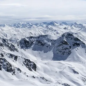 View of mountain panorama, mountain landscape in winter